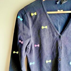 Etoile Black Sweater Cardigan with Vibrant Bow Detail